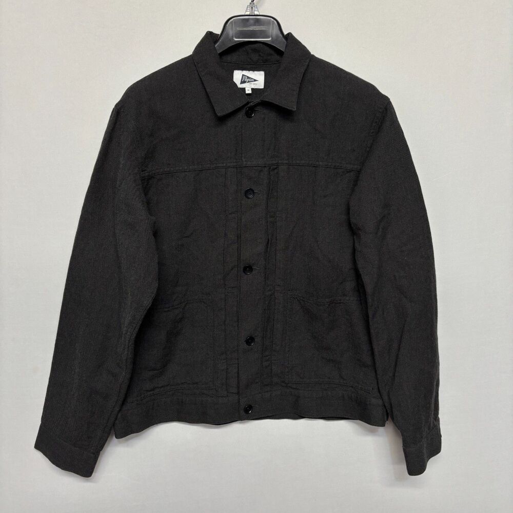 Pilgrim Surf + Supply Men Flax Linen Wool Shirt Jacket Size Medium C131  -17